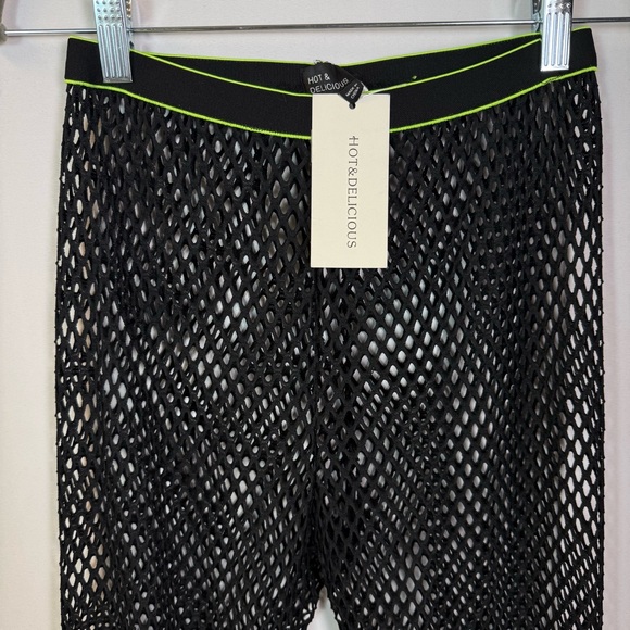 Hot & Delicoius Women Black Mesh Pants Medium Grunge Whimsigoth Party Y2K Goth - Picture 3 of 6